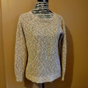 Buffalo David Button fuzzy knit crew neck sweater